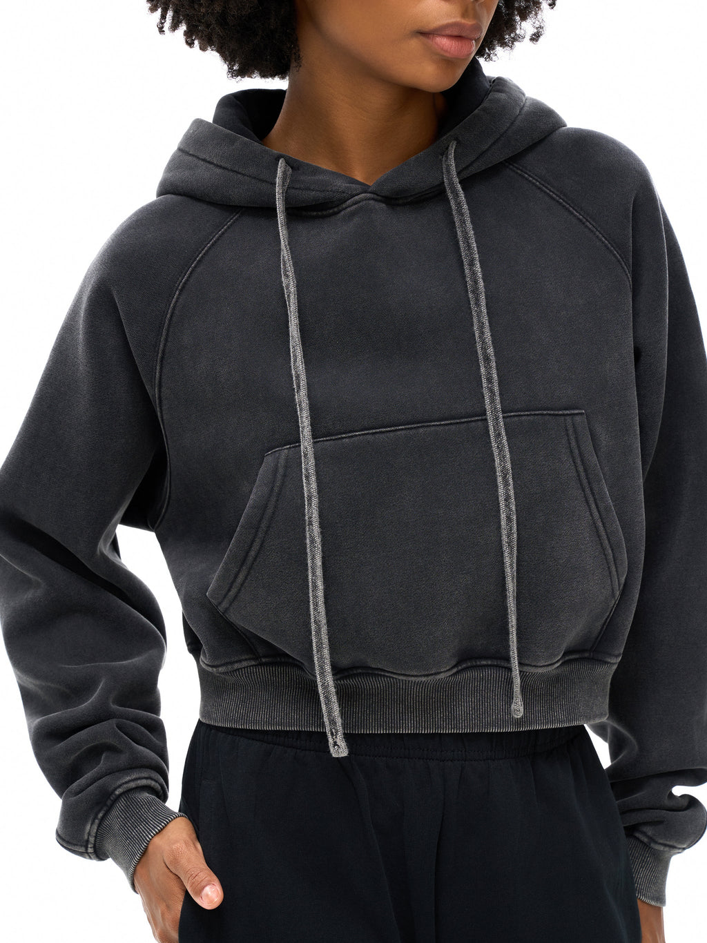 Basic B Grunge Wash Cropped Hoodie
