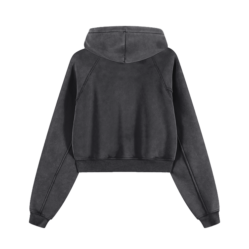 Basic B Grunge Wash Cropped Hoodie